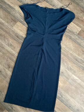 Zara Deep Navy Midi Dress with Cap Sleeves